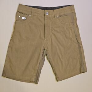 Kuhl Shorts Mens 32 Beige Cargo Performance Stretch Hiking Utility Logo
